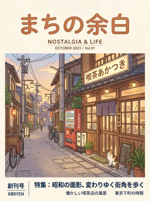 Retro Town Magazine Cover Illustration